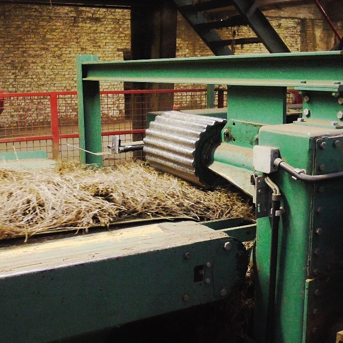 Natural fibres being prepared and processed